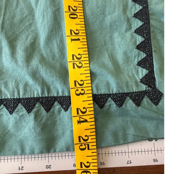 SONMER NWT SZ XL Black Embroidered Green Puff Sleeve 1/4 hook Top Boho Festival - Picture 12 of 15